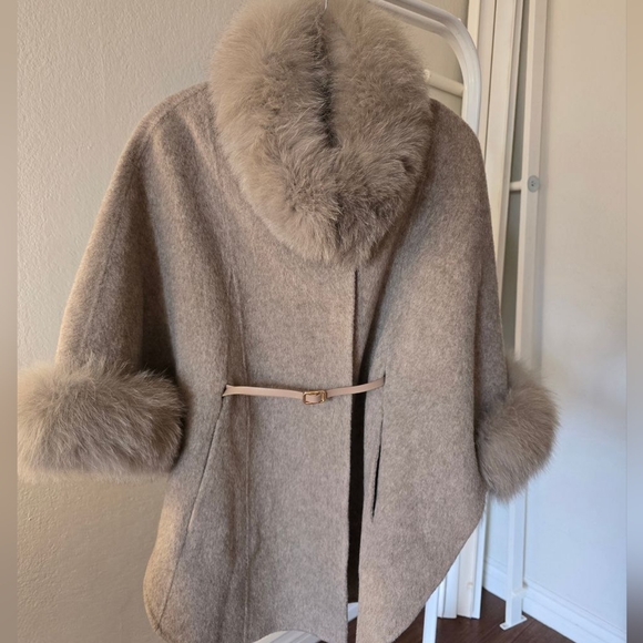 High End Double Sided Coat Women's Fox Collar Cloak Shawl Woolen Fashion - Picture 4 of 7